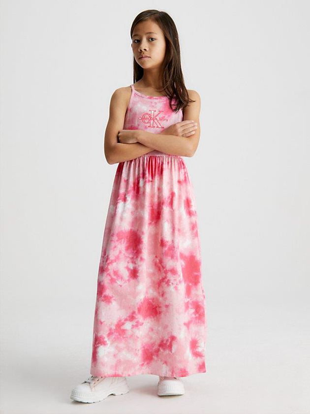 Calvin Klein USA Tie Dye Maxi Girls Dress Pink 2943506-SB